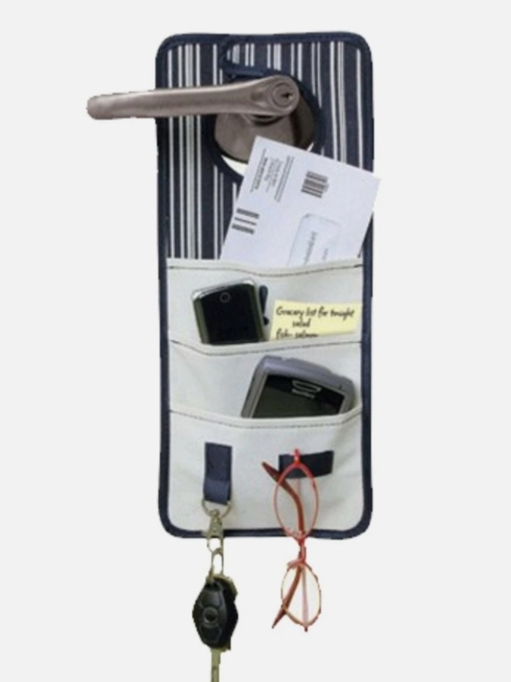 Hanging Over-the-Door Canvas Organizer Pockets in Navy and Cream
